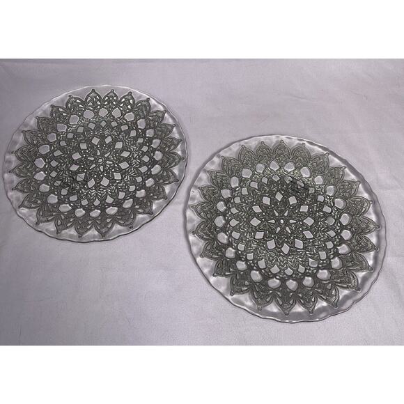 Vintage Clear Glass Doily Gold Foil 8 inch. - Picture 1 of 4